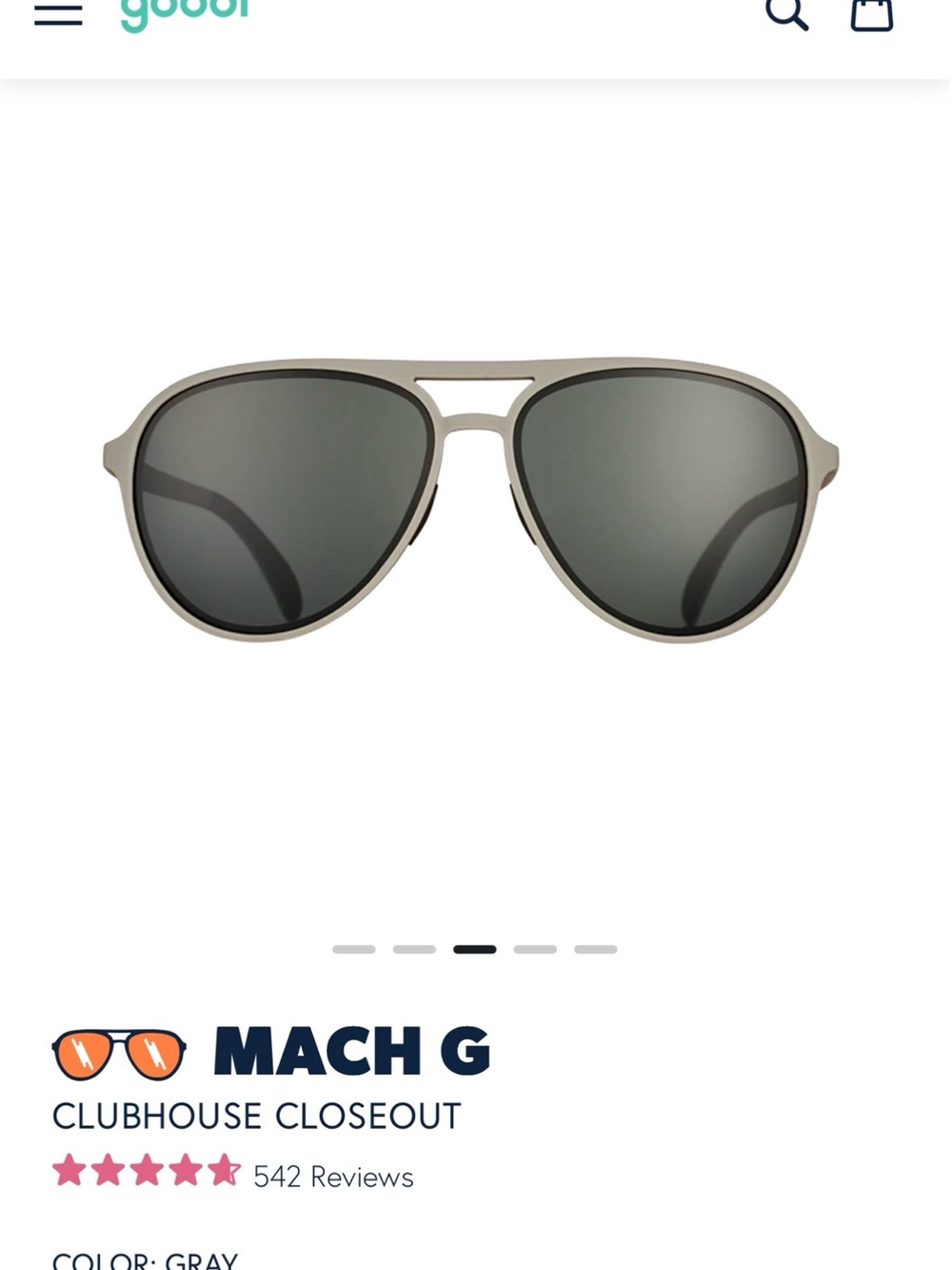 Mach G Clubhouse Closeout Aviator Sunglasses in Gray